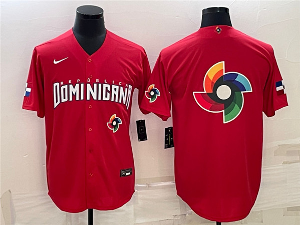 Men's Dominican Republic Baseball 2023 Red World Baseball Big Logo With Patch Classic Stitched Jersey